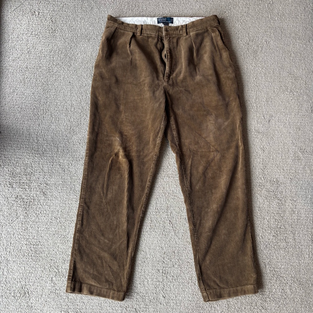 Vintage Polo Andrew Brown Corduroy Pleated Pants
